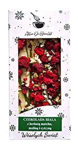 Czekolada biała z herbatą matcha, maliną i cytryną