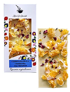 Czekolada biała z mandarynką, różą i bławatkiem