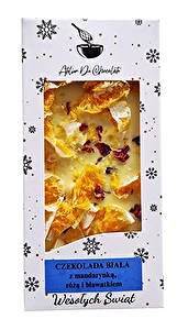Czekolada biała z mandarynką, różą i bławatkiem