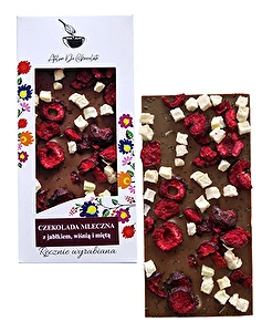 Czekolada mleczna z jabłkiem, wiśnią i miętą