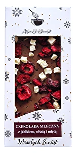 Czekolada mleczna z jabłkiem, wiśnią i miętą