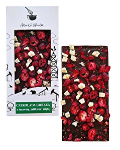 Czekolada gorzka z żurawiną, jabłkiem i miętą