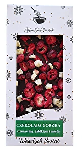 Czekolada gorzka z żurawiną, jabłkiem i miętą