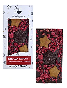 Czekolada deserowa z piernikami, maliną i cayenne